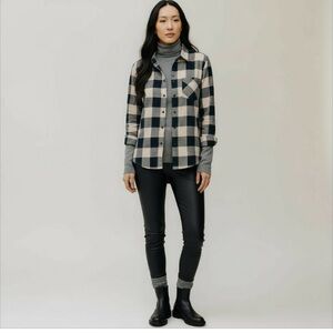 Thread + Supply Women’s  Navy/White Buffalo Check Flannel Long Sleeve Shirt